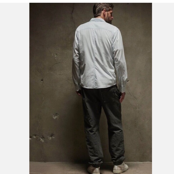 James Perse Men's Button Down Shirt Ice Blue Pigment Cotton Size 0 (XS) New - Picture 3 of 9